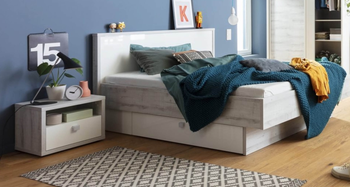 Bedroom with unmade bed